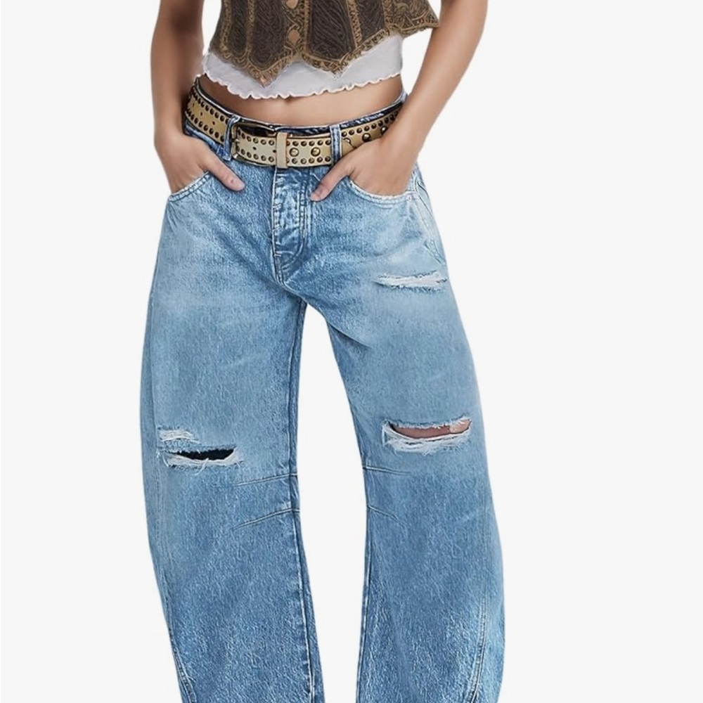 Blue Denim Barrel Jeans XXL